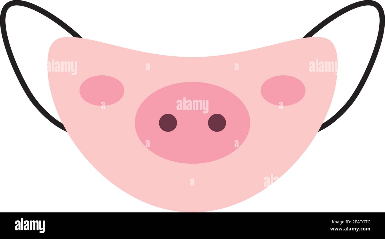 icon of face mask with pig mouth design over white background, colorful