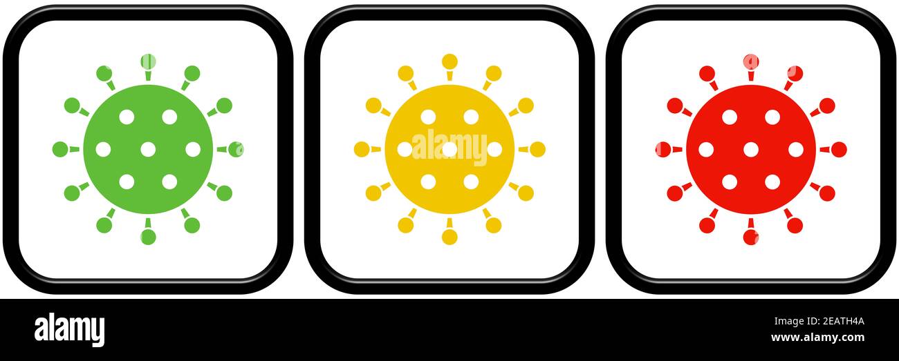 Covid-19 Icon green orange and red - Coronavirus warning system Stock ...