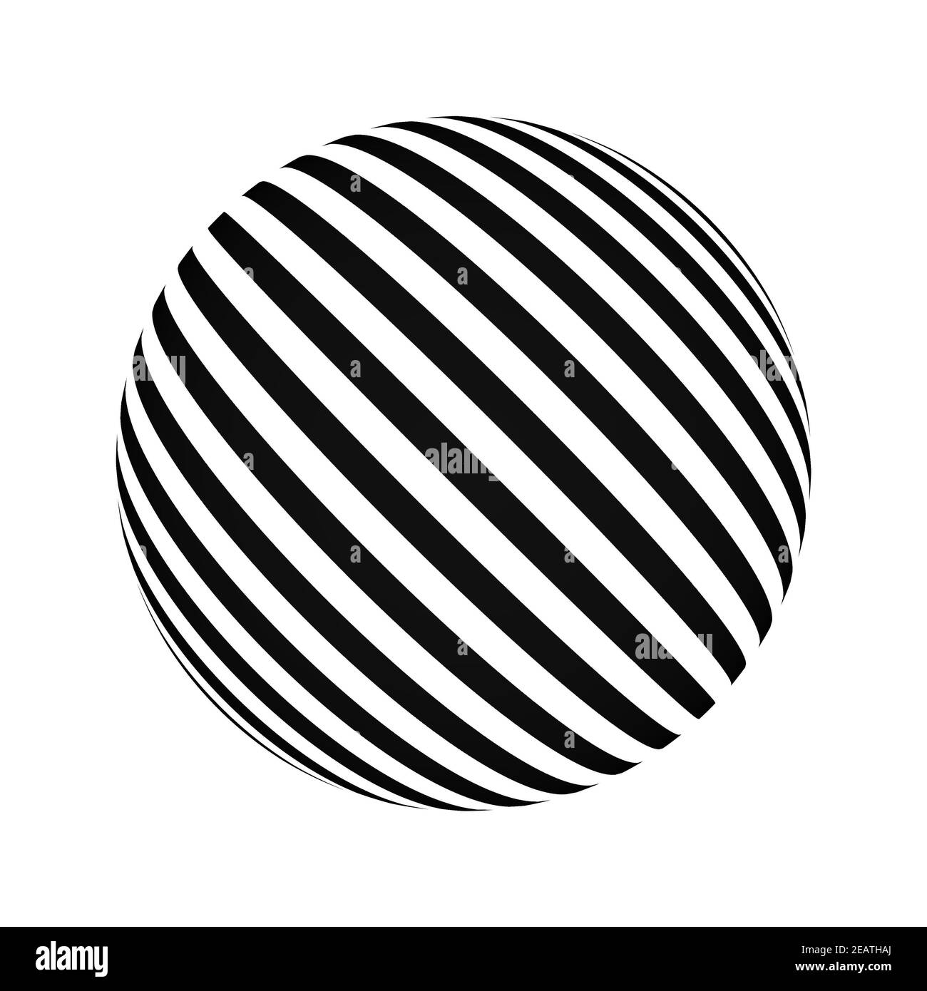 3D illustration of black and white striped ball Stock Photo