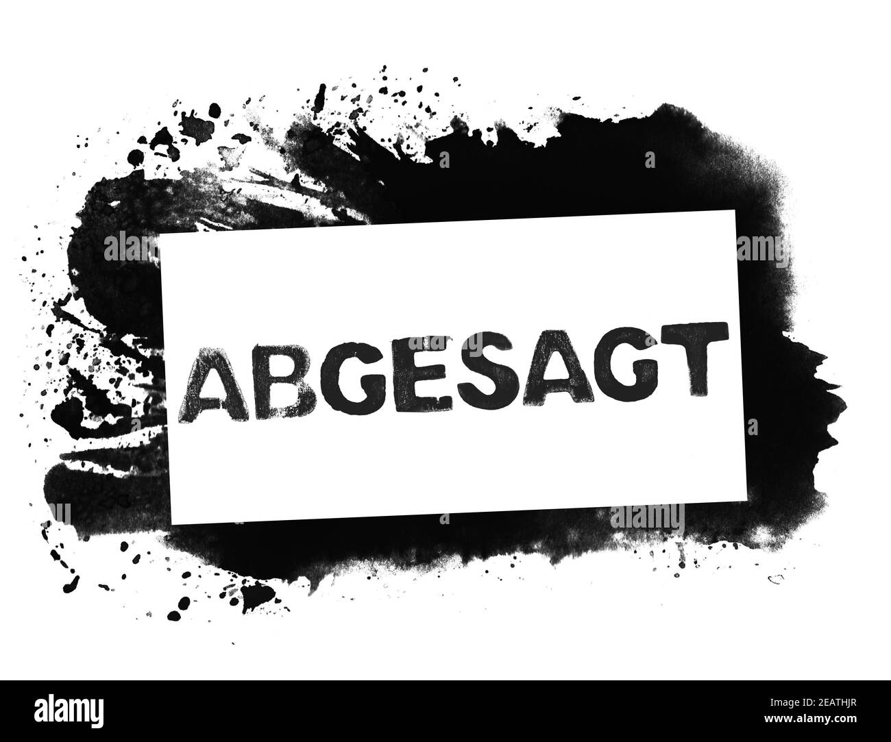 Canceled in german language - Dirty black graffiti banner Stock Photo