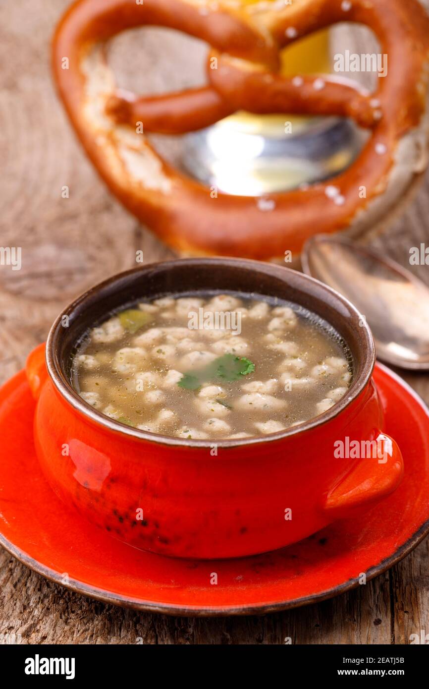 bavarian spaetzle soup Stock Photo - Alamy