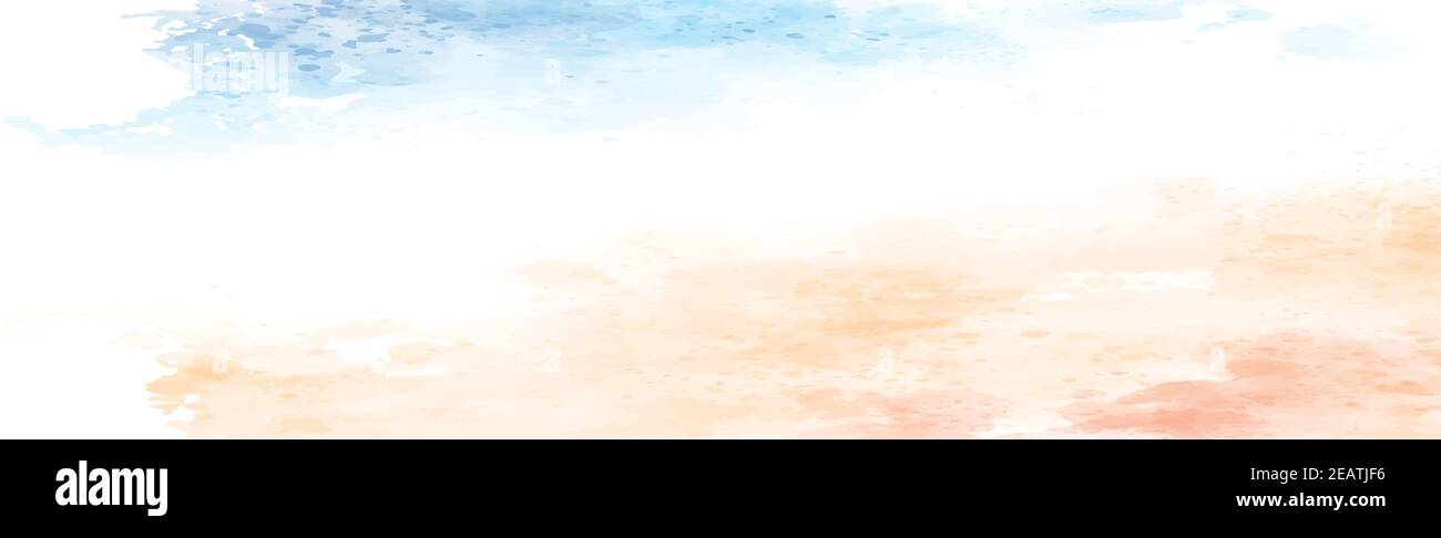 Panoramic texture of realistic multi-colored watercolor on a white background Stock Photo