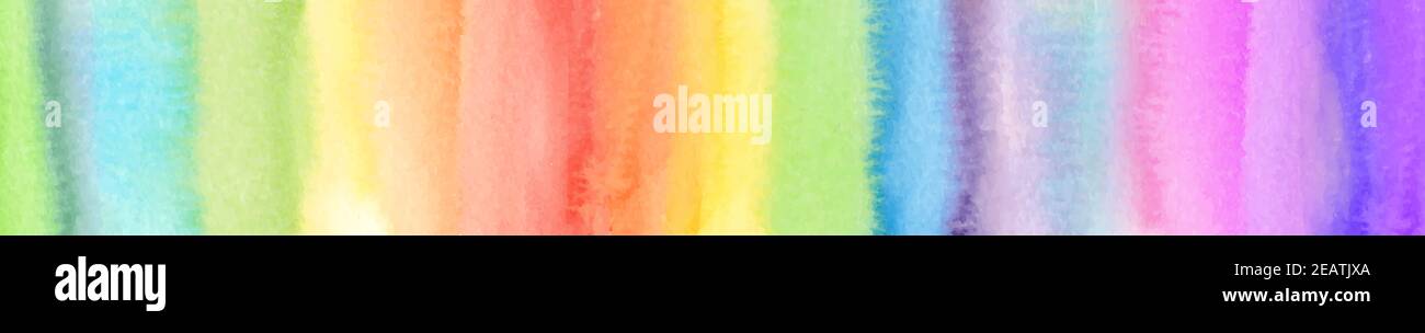 Panoramic texture realistic watercolor rainbow on a white background Stock Photo
