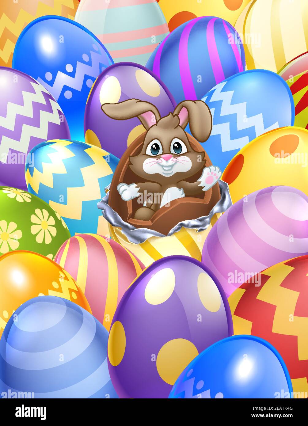 Easter Bunny Eggs Background Cartoon Stock Vector