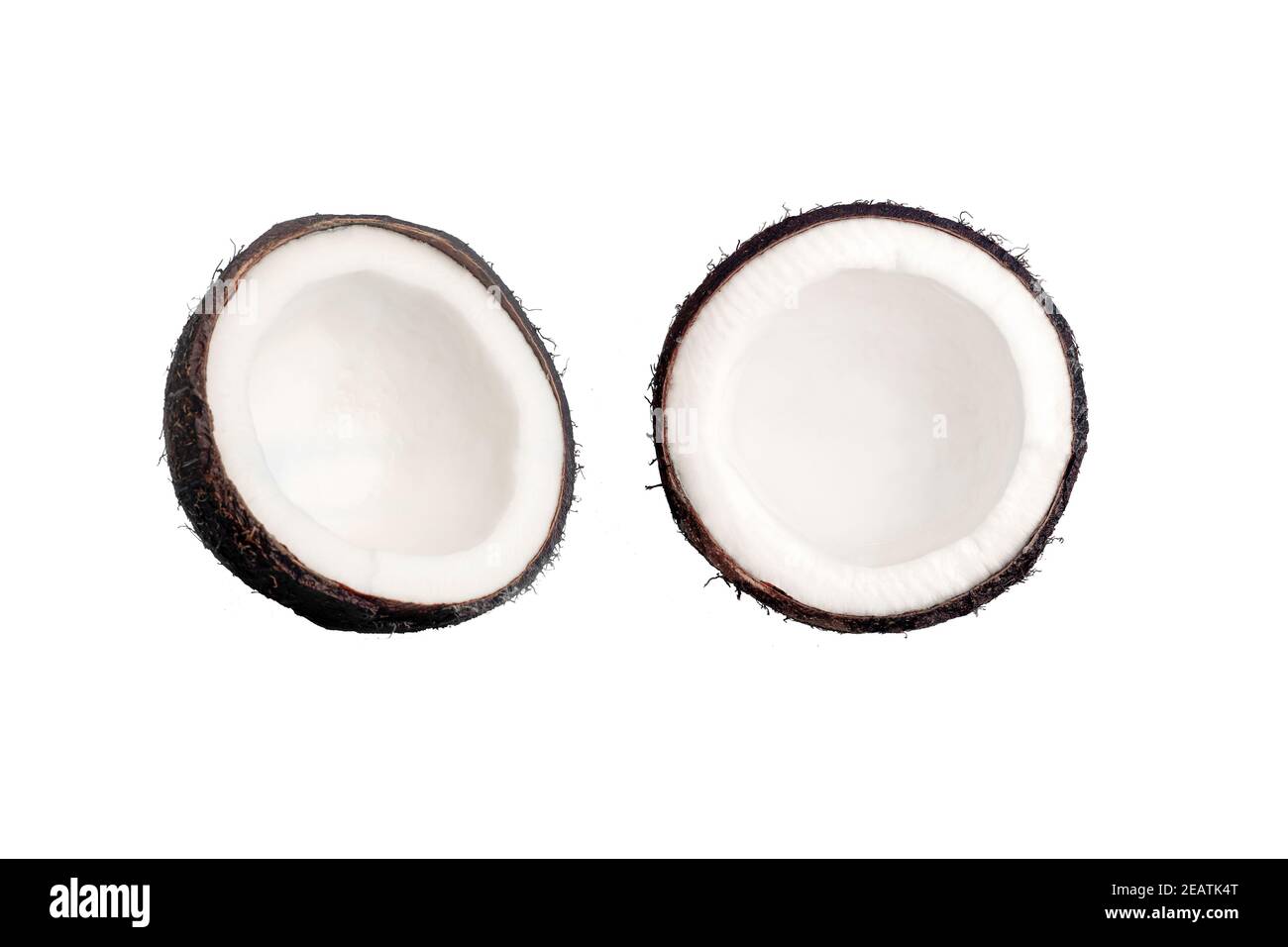 Coconuts on a blue isolate background. Coconut minimal concept. Stock Photo