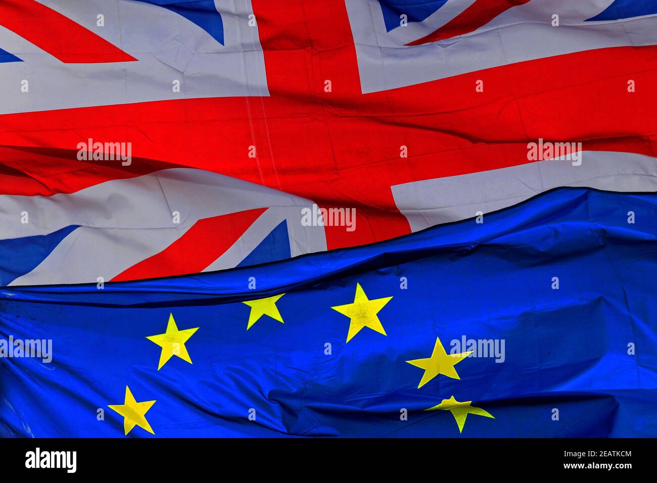 Flags UK and EU Stock Photo