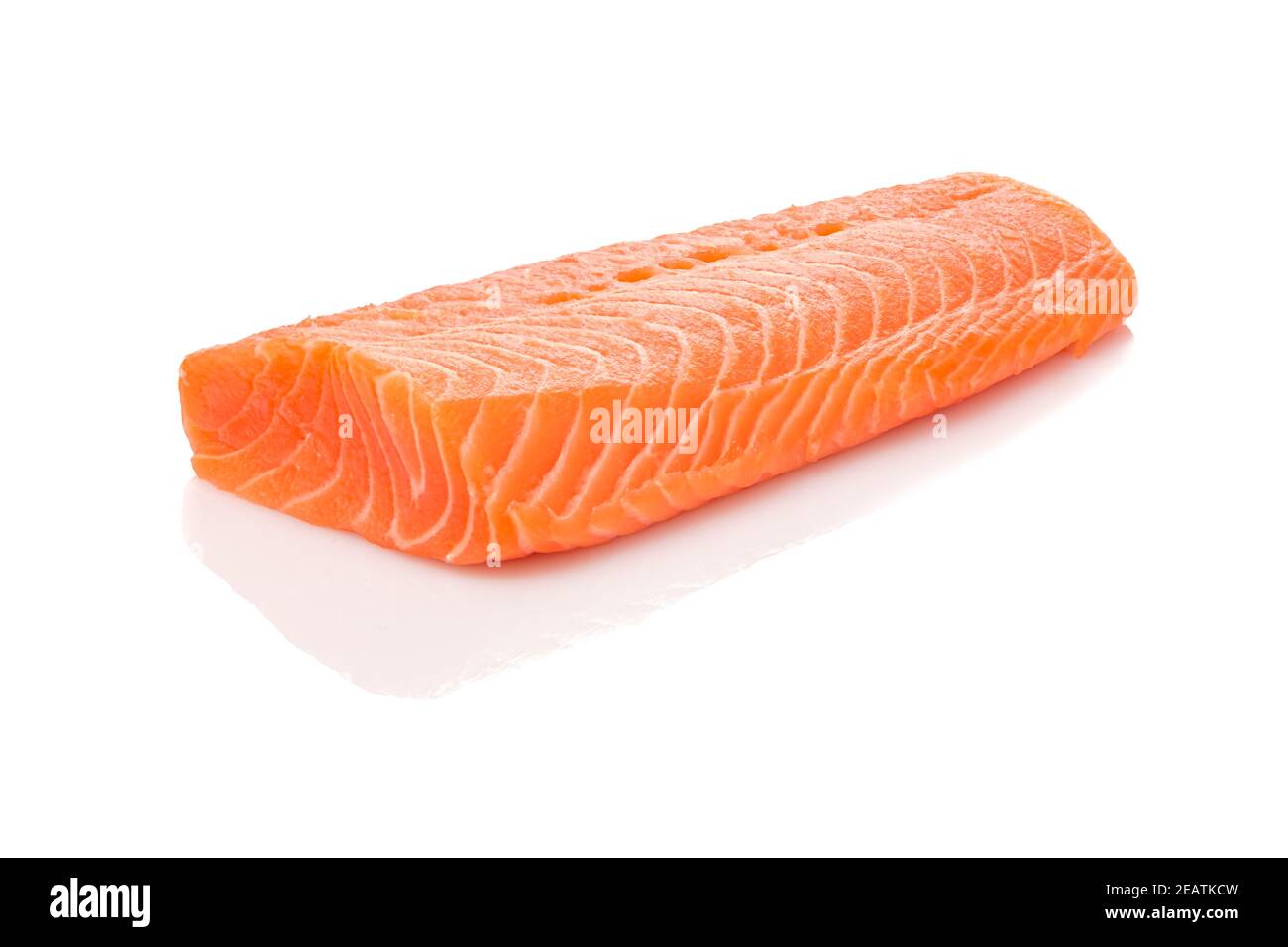 Raw orange salmon fish filet white isolated Stock Photo