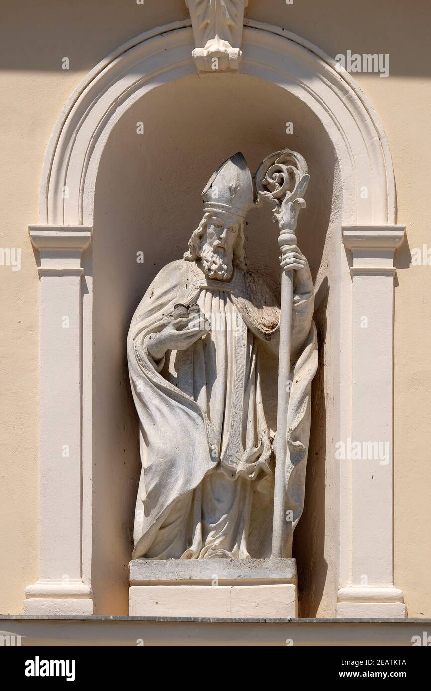 Saint Nicholas statue on the Parish Church of Saint Nicholas in Cakovec