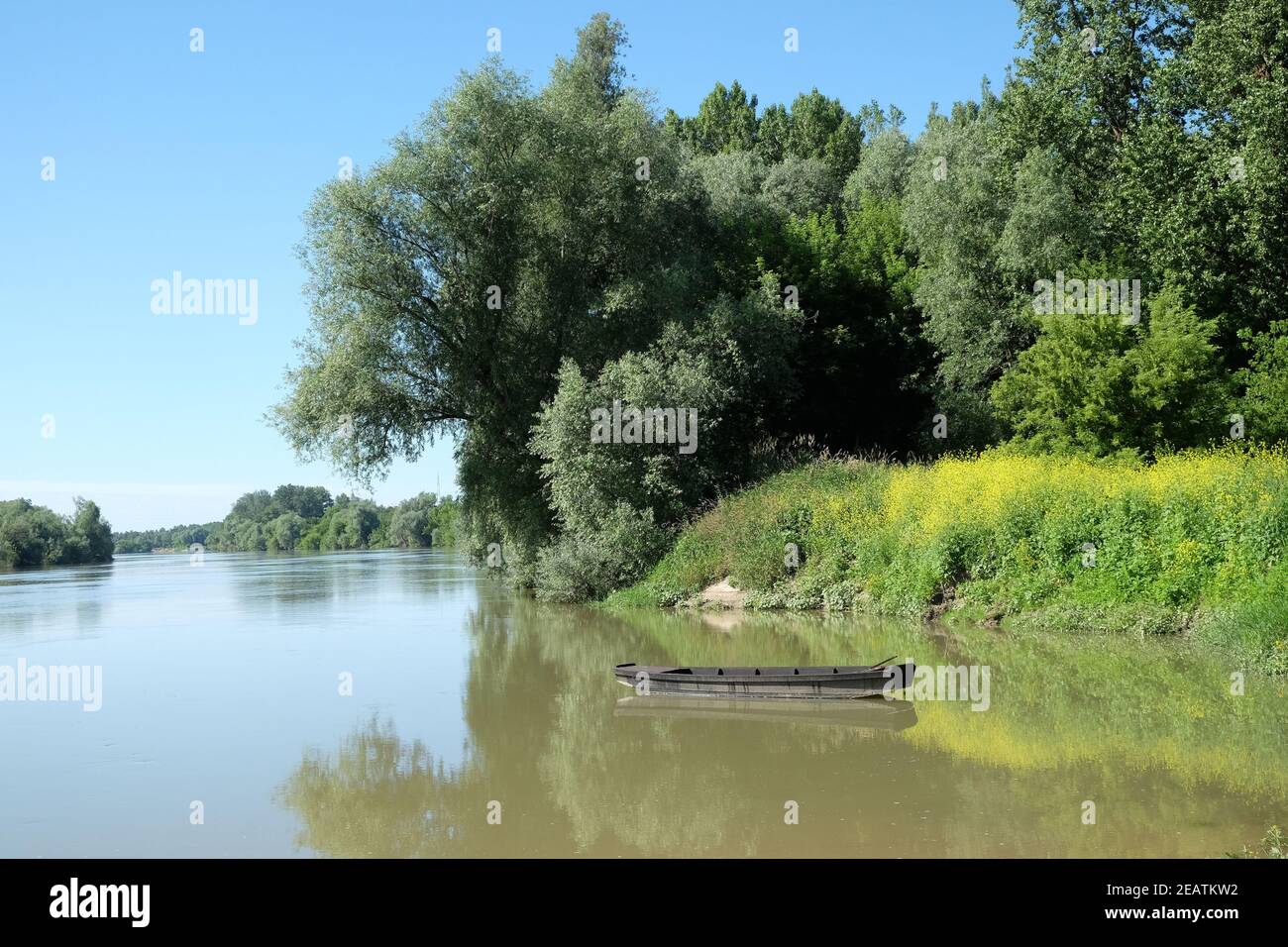 Sava River is one of the very few unchanged lowland rivers in Europe, Lonjsko polje in Croatia Stock Photo