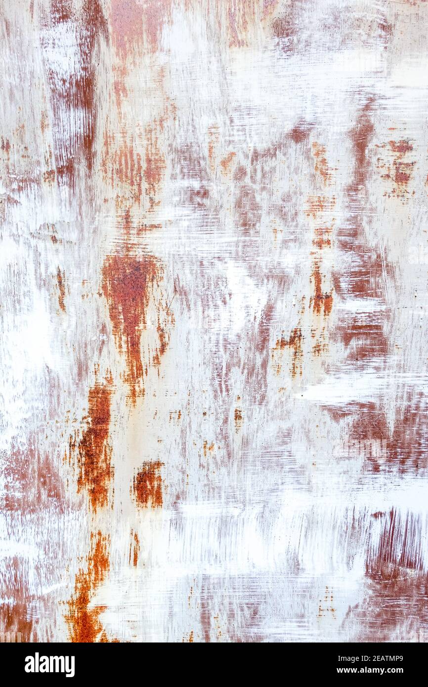 old rusty painted metal wall Stock Photo