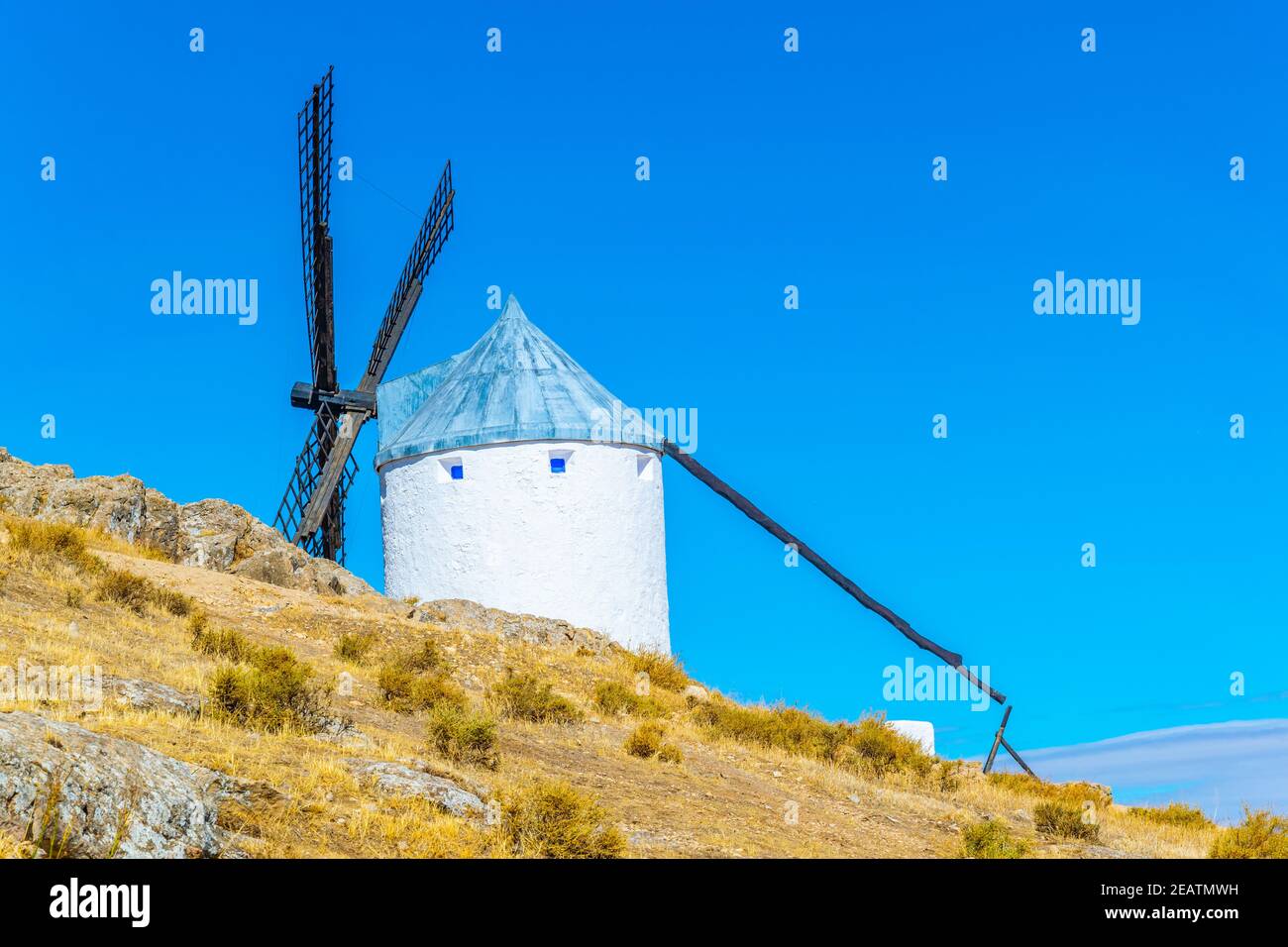 Traditional white windmills at Consuegra in Spain Stock Photo Alamy