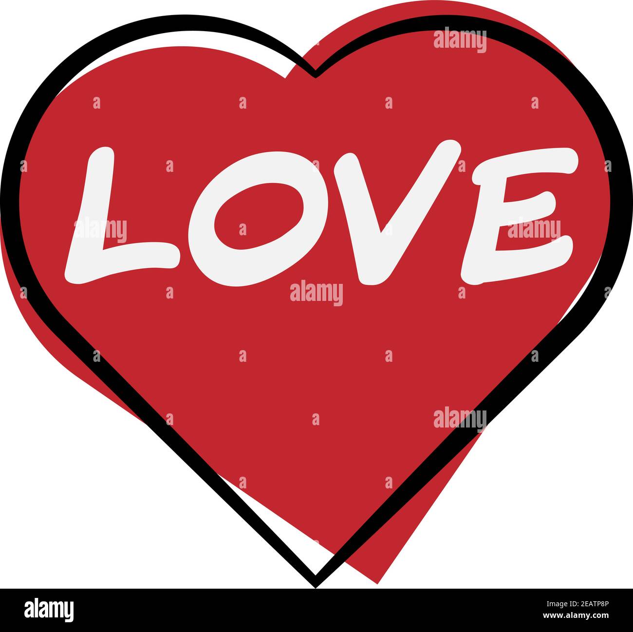 heart shape icon with wort LOVE written inside vector illustration Stock Vector