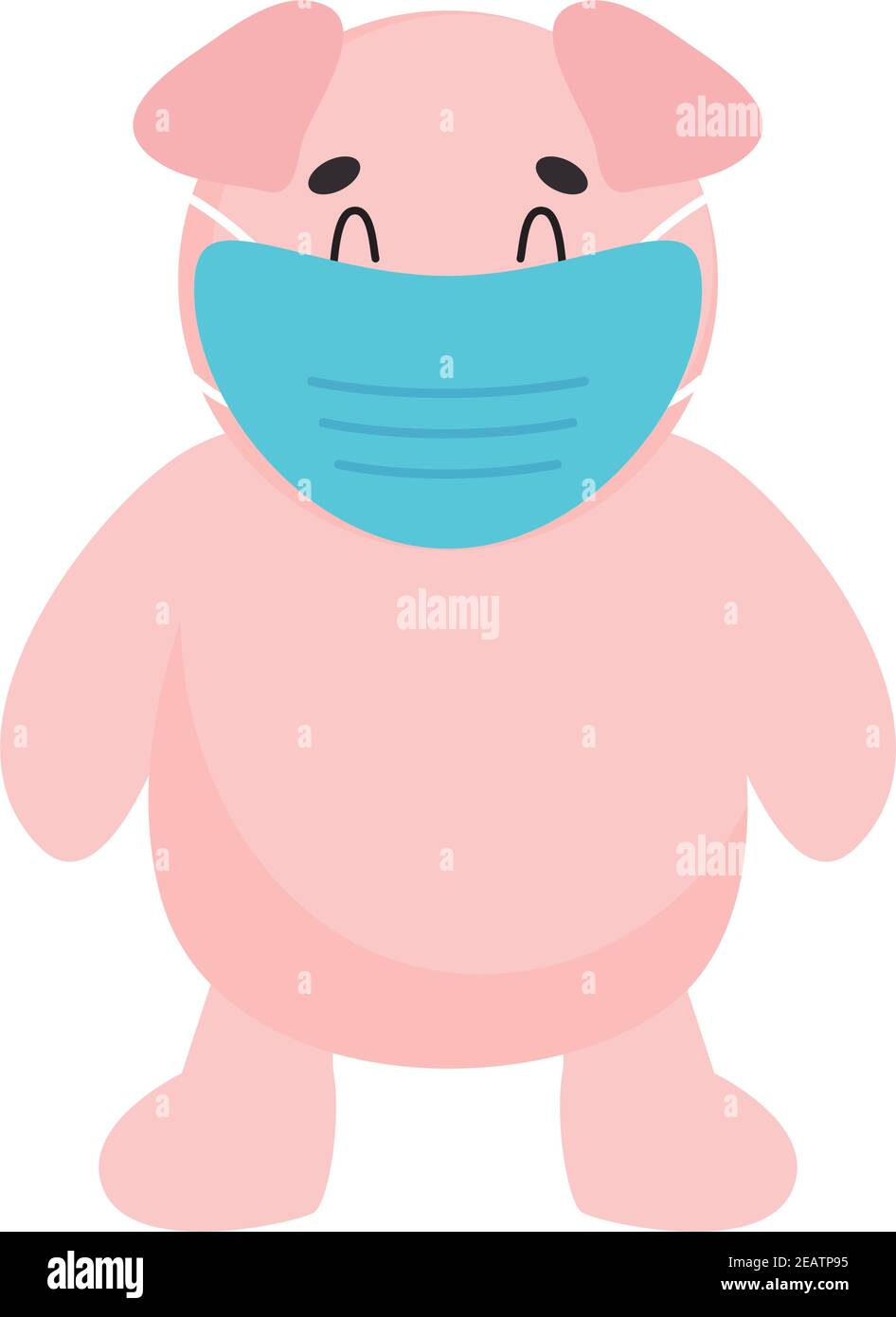 cartoon pig with mouth mask over white background, colorful design ...