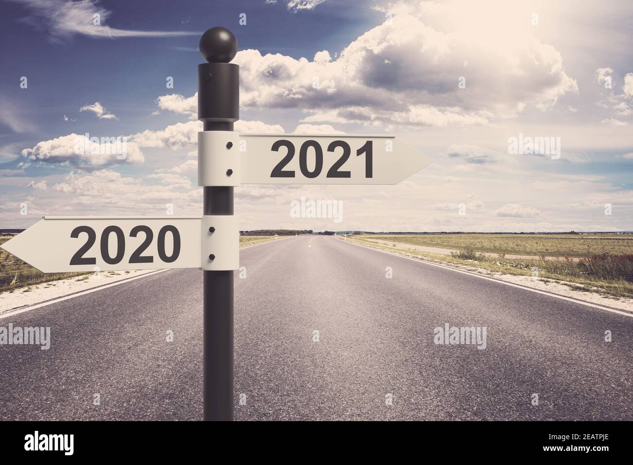 Happy New Year Background. Road to 2021. Stock Photo