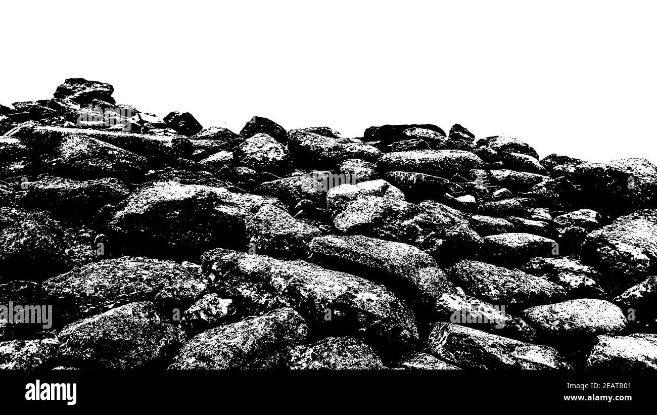 Big Rocks Pile Isolated Graphic Stock Photo