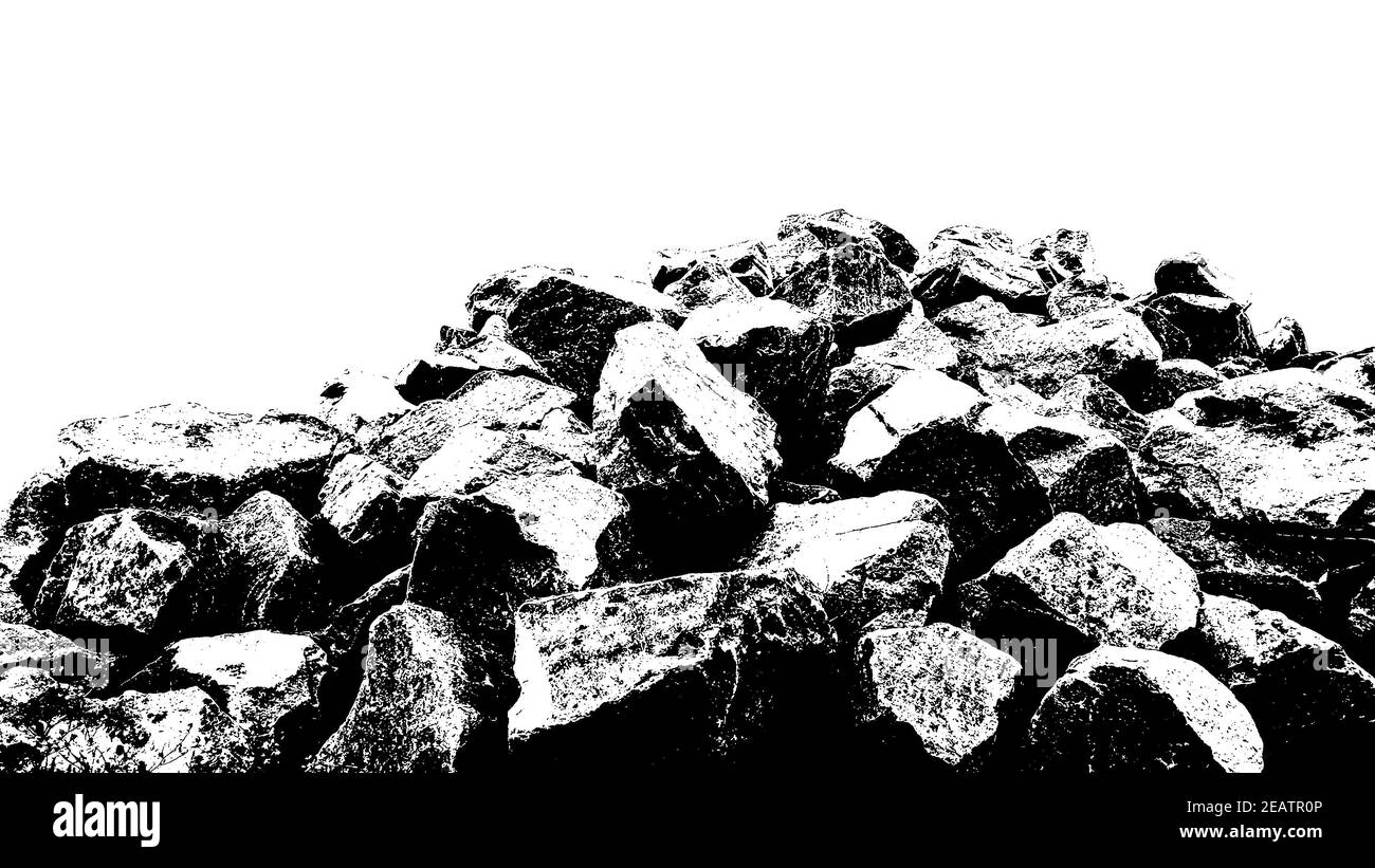 Big Rocks Pile Isolated Graphic Stock Photo