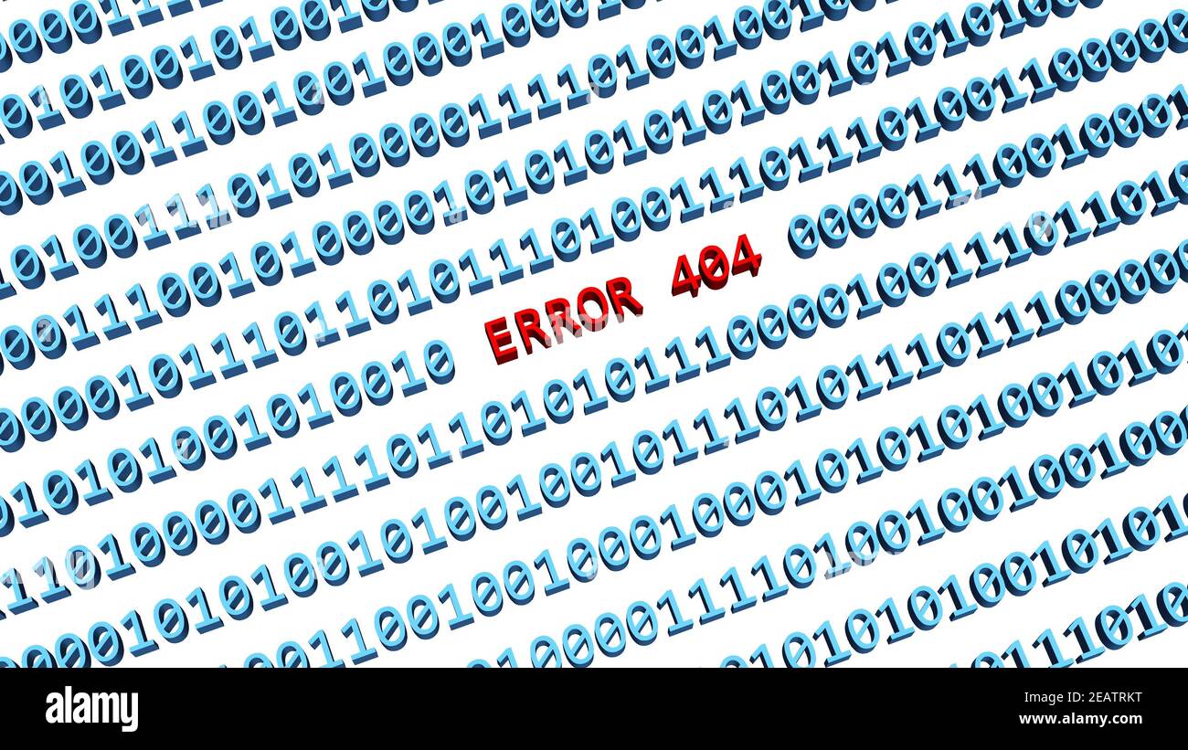 Error 404 Red Lettering Integrated Into A Binary Code Screen Colored In Blue On White Background Stock Photo Alamy