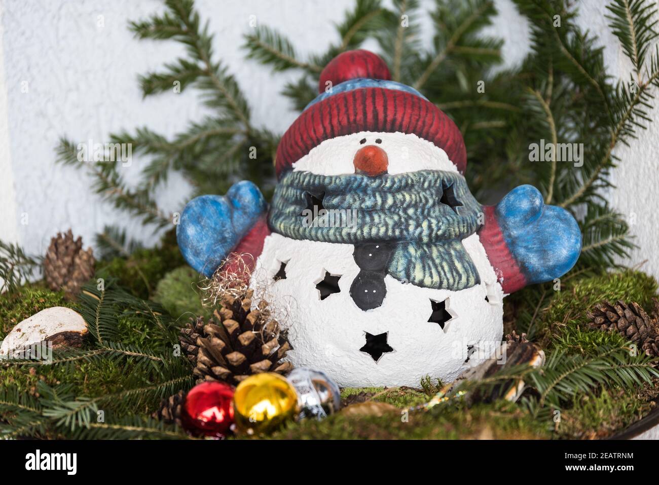 brightly painted snowman Stock Photo