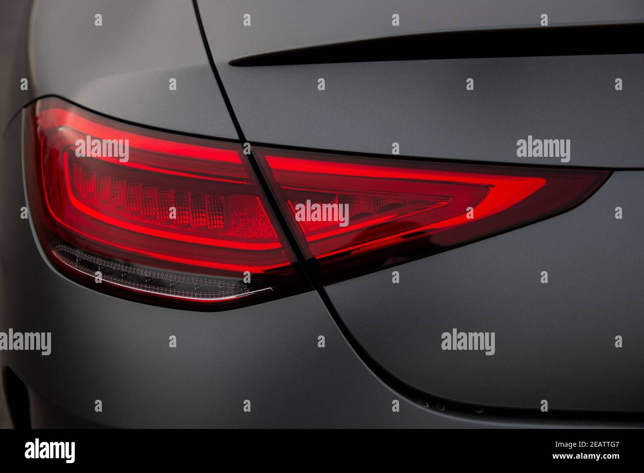 Matt grey Mercedes Benz, drive, luxury, automobile, rear lights Stock ...