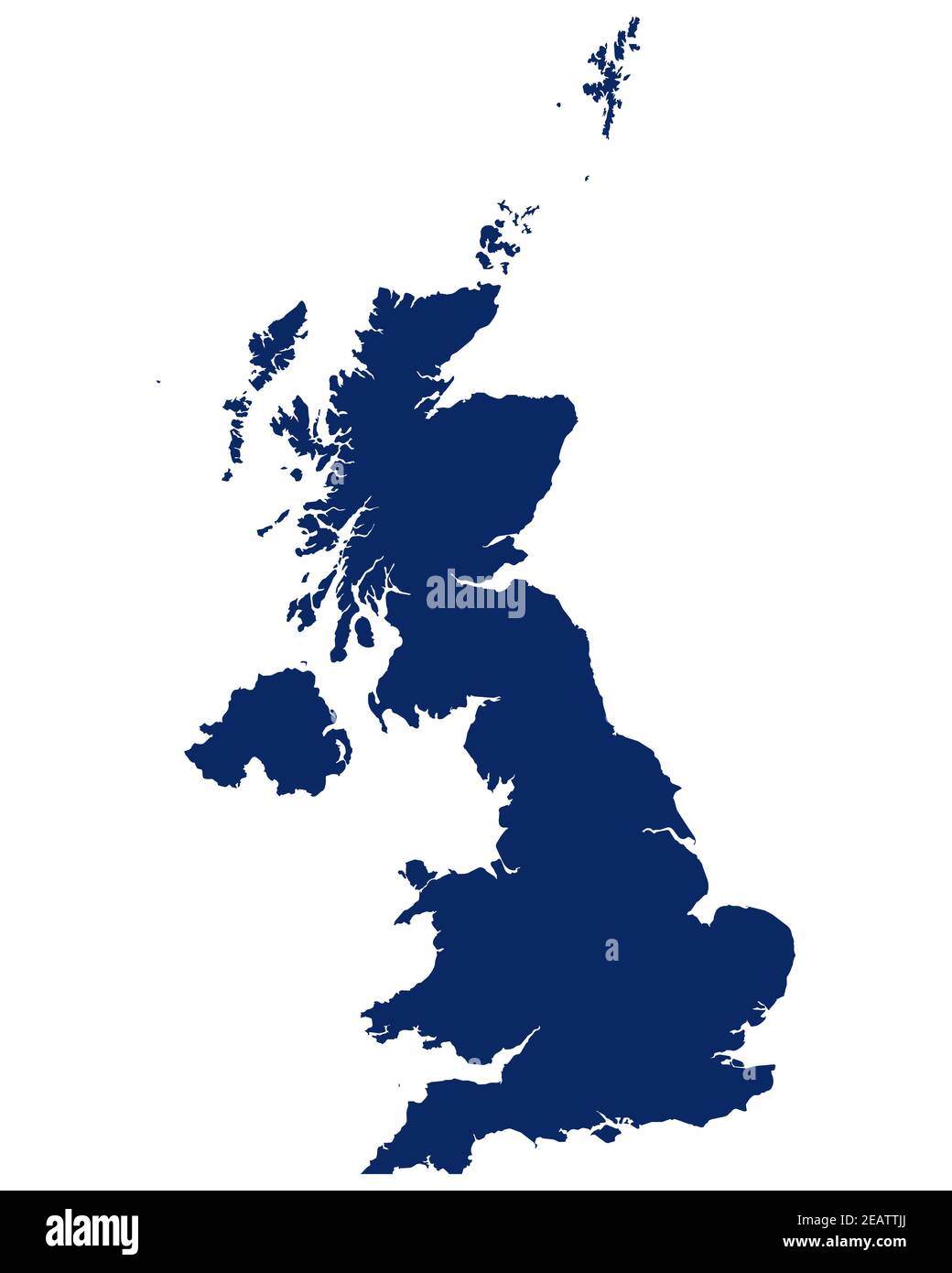 Karte von Grossbritannien in blauer Farbe Stock Photo