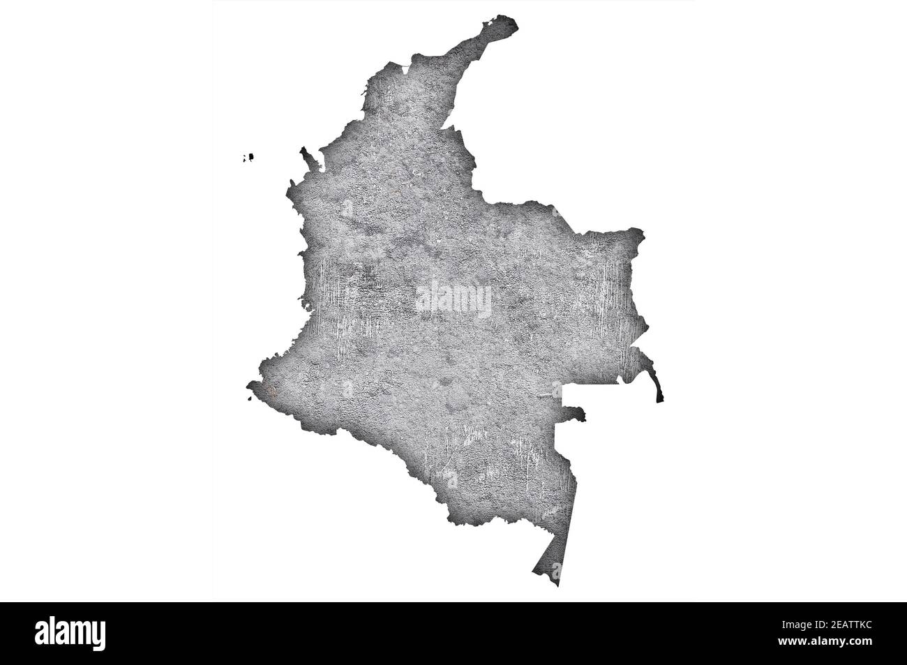 Map of Colombia on weathered concrete Stock Photo