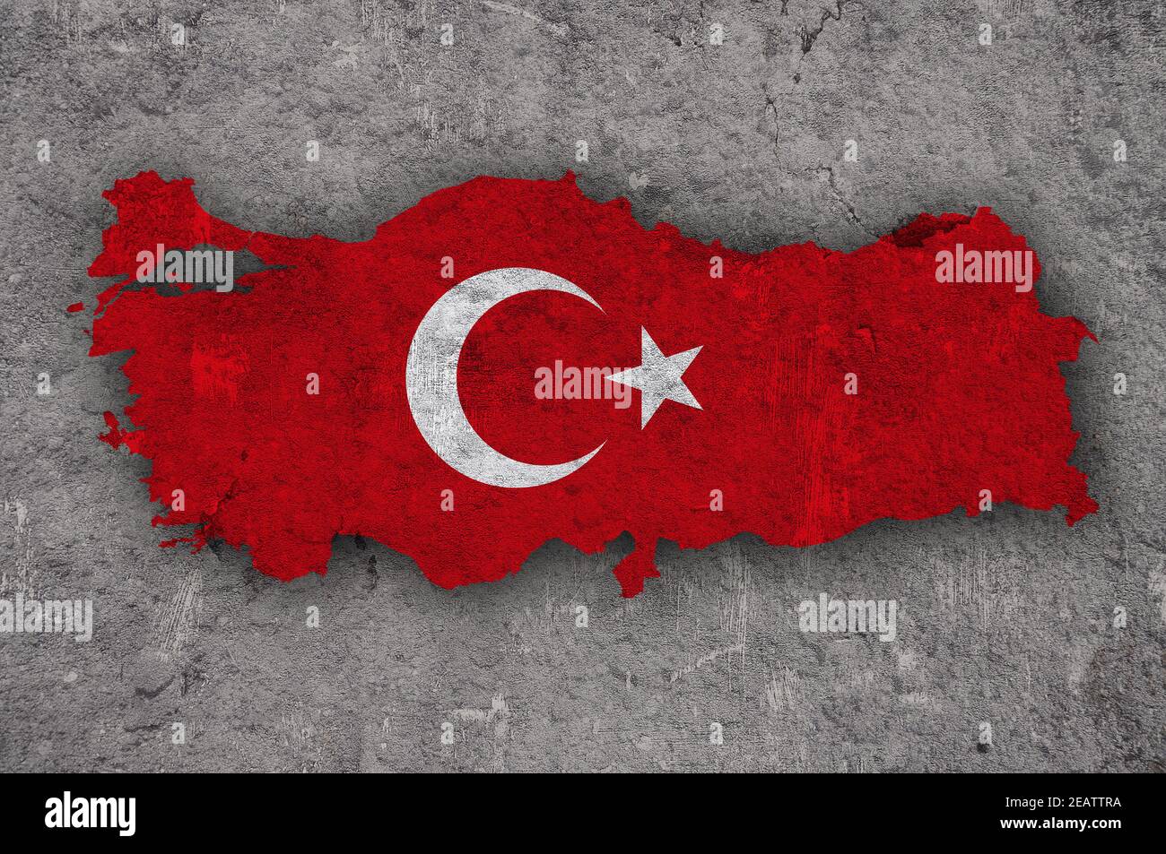 Map and flag of Turkey on weathered concrete Stock Photo