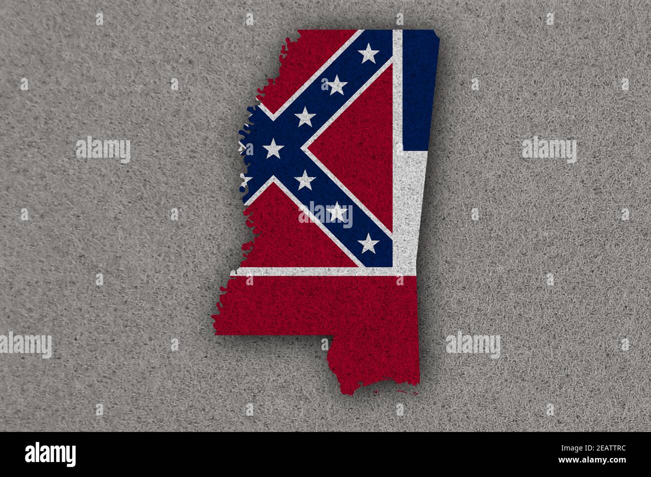 Map and flag of Mississippi on felt Stock Photo