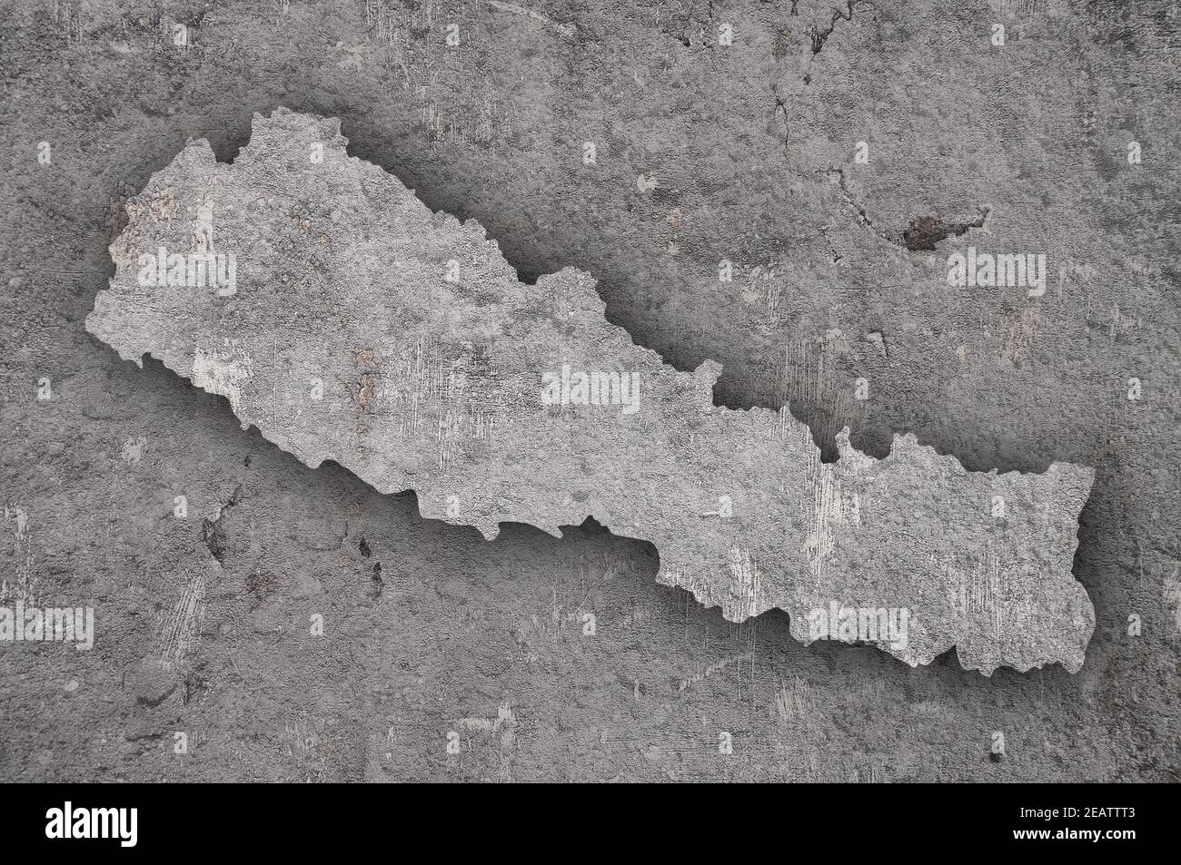 Map of Nepal on weathered concrete Stock Photo