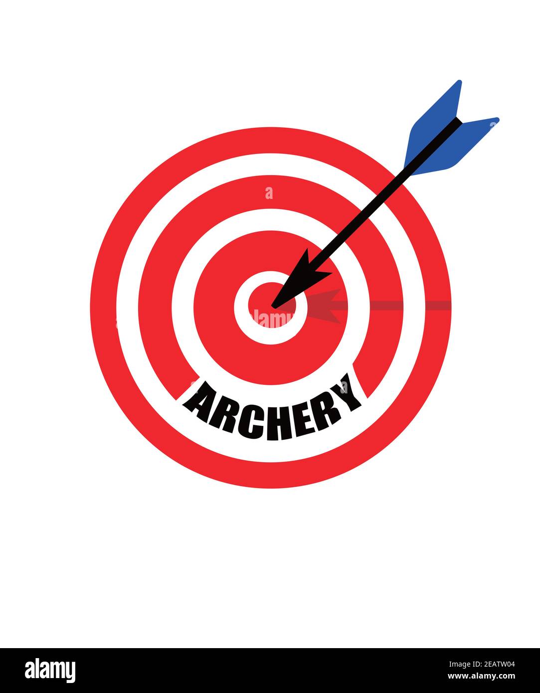 Archery graphic illustration with a red target and an arrow hitting the
