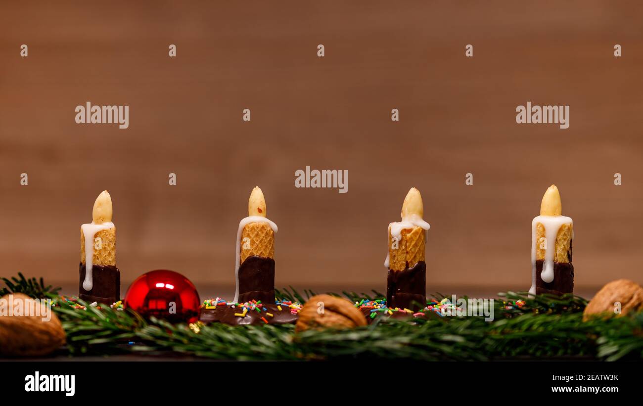Advent wreath with candles Stock Photo