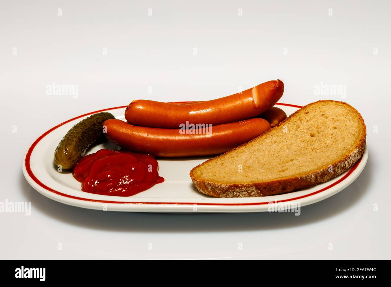 Frankfurter sausages with bread Stock Photo