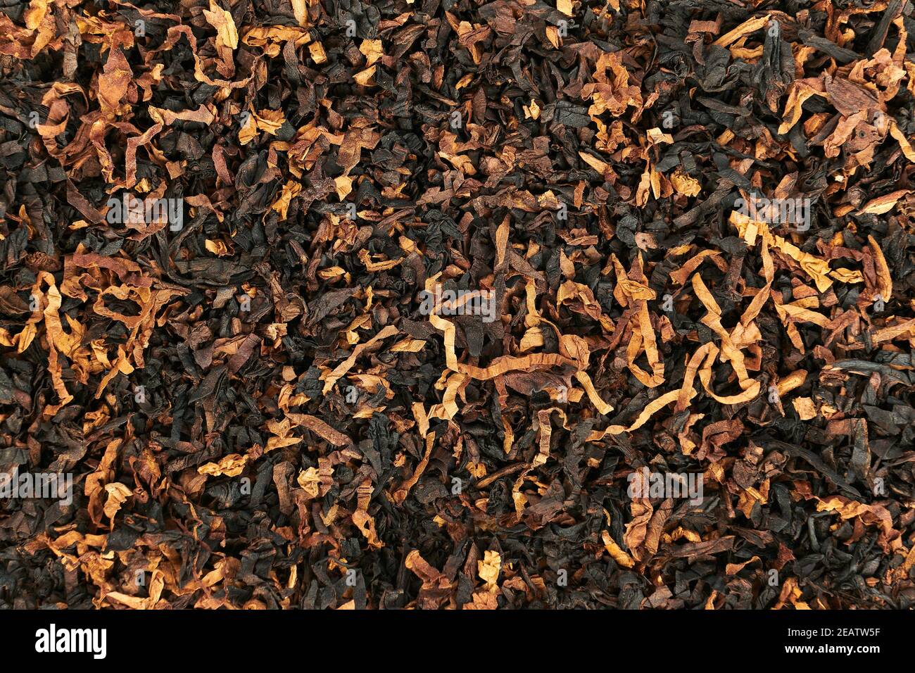 High quality dry cut tobacco big leaf, close up. Tobacco texture dry