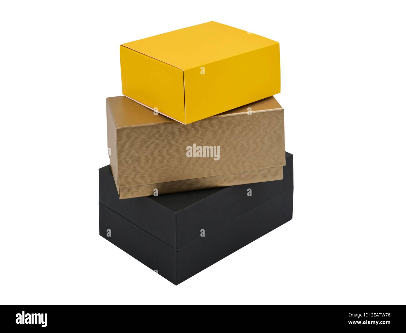 Three empty gift boxes on white background, isolated, closeup Stock Photo Alamy