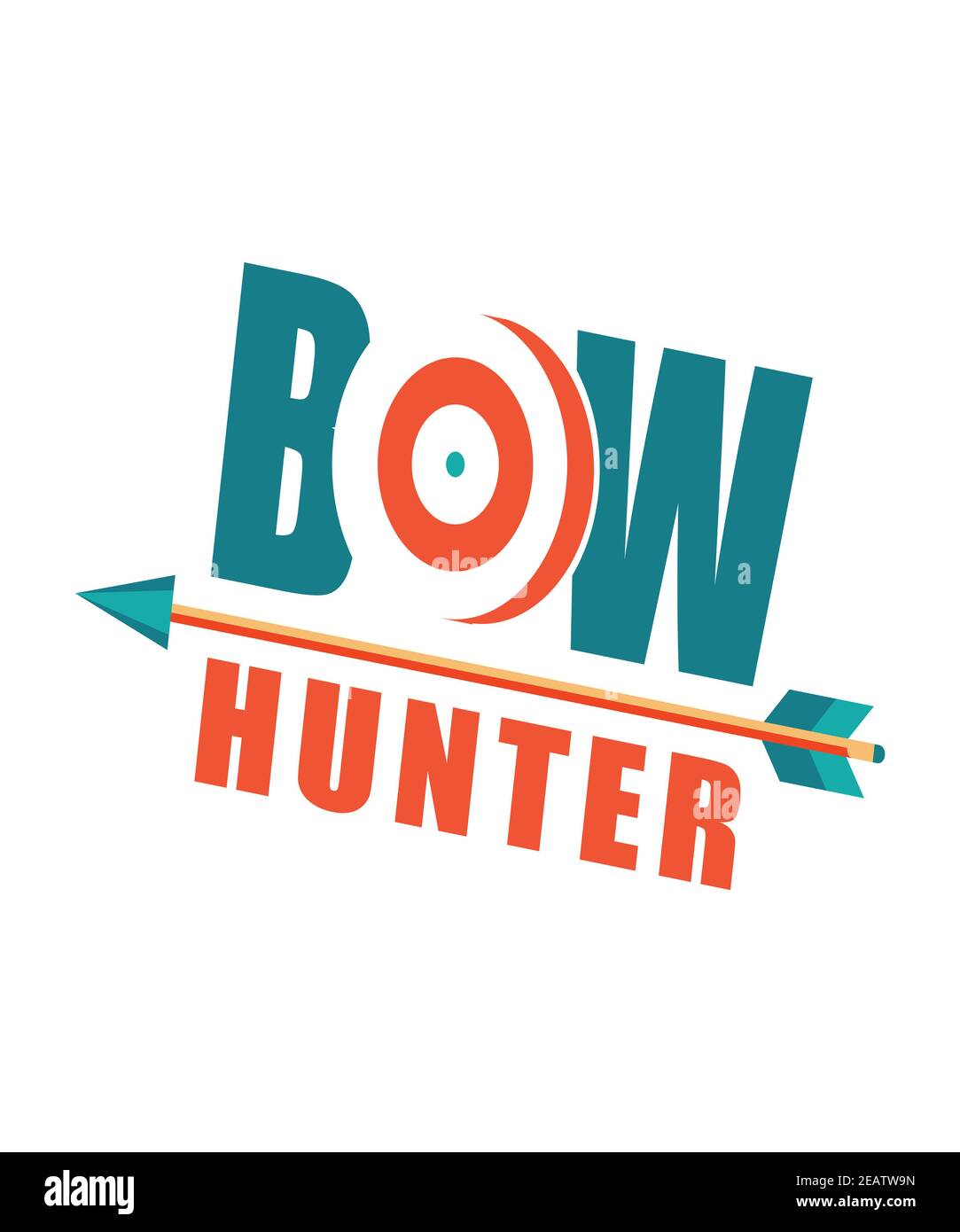 bow hunter graphic with an arrow and red target in this graphic illustration for bow hunting concepts. Stock Photo