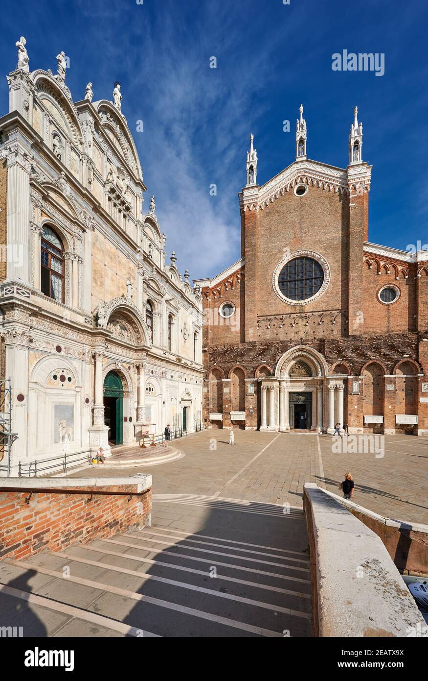 Basilica dei Santi Giovanni e Paolo and Scuola Grande di San Marco, Campo Santi Giovanni e Paolo, Venice, Veneto, Italy Stock Photo