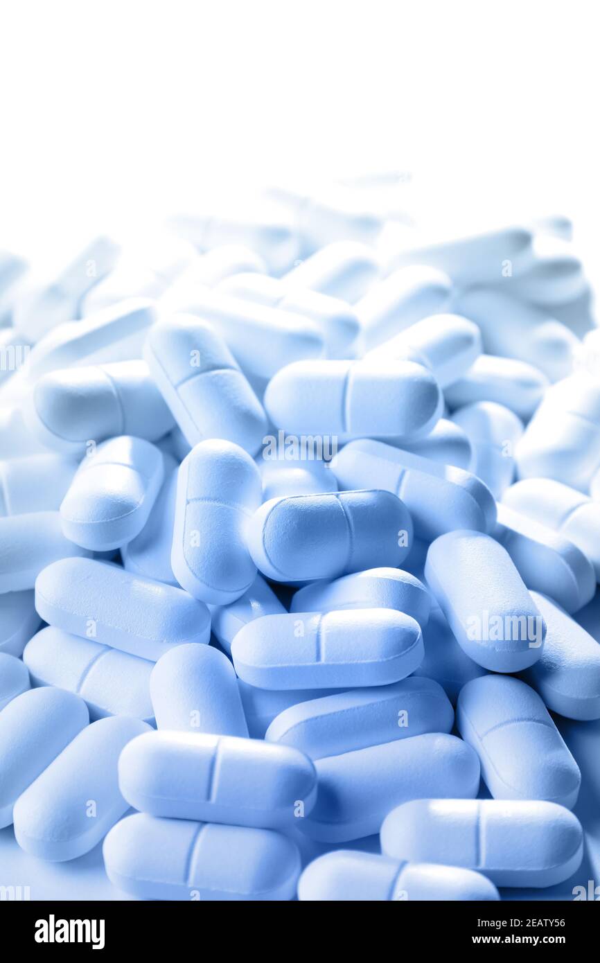 shot of multiple pills on white background Stock Photo