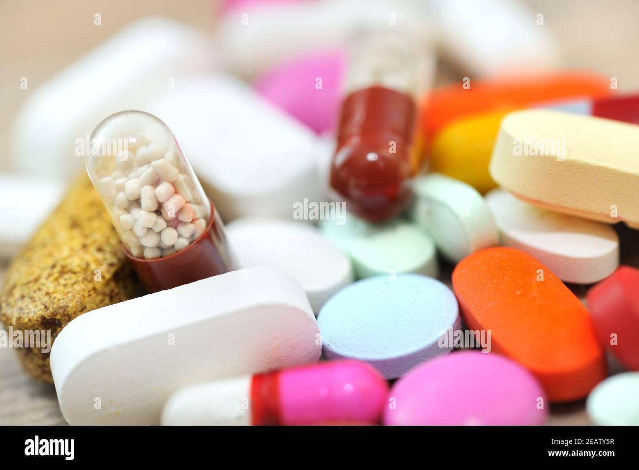 shot of multiple pills on white background Stock Photo