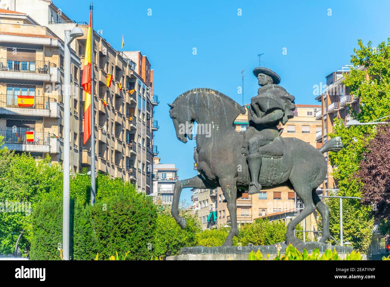 Monument to vaquero charro at Salamanca, Spain Stock Photo