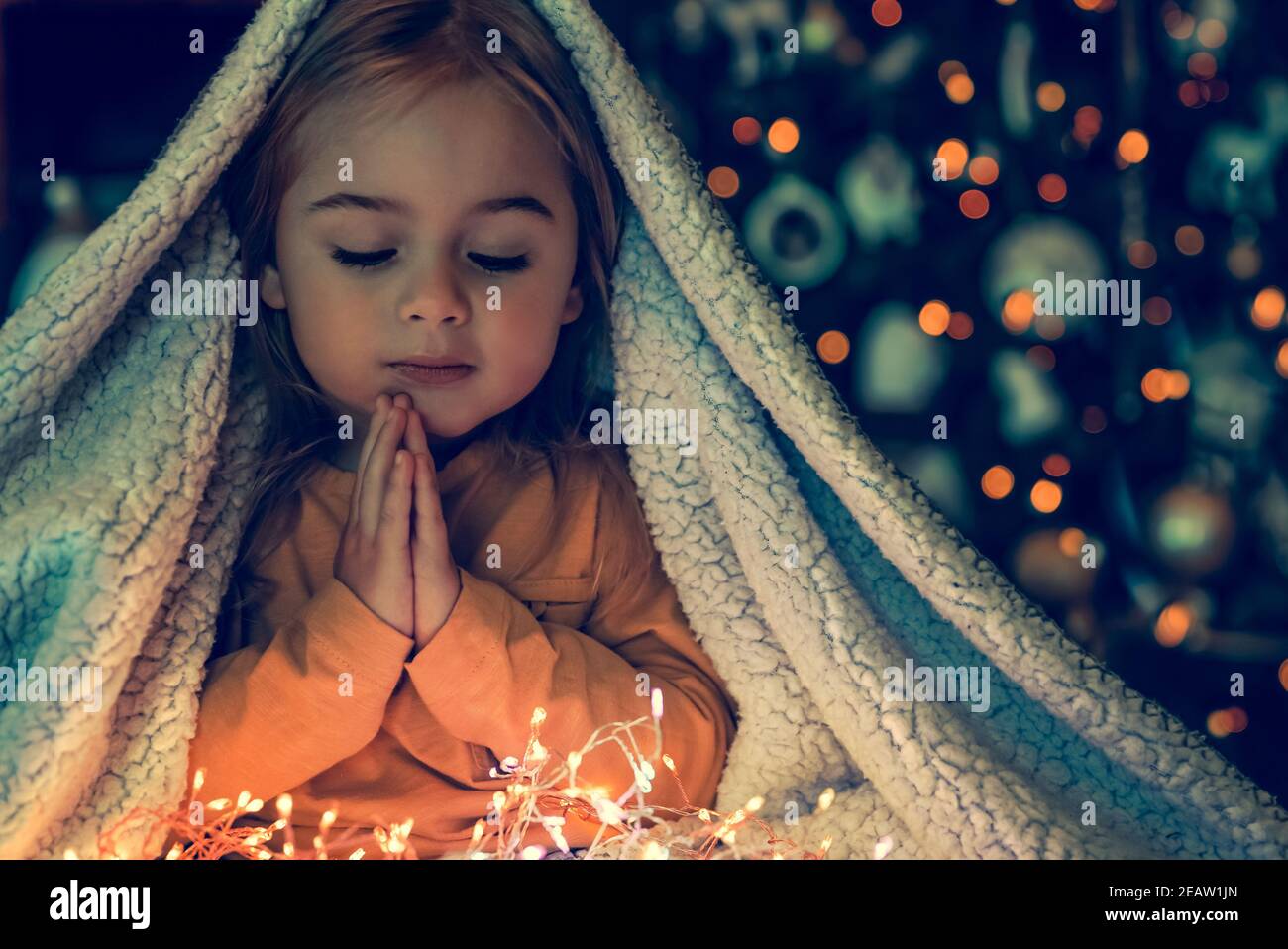 Little Baby Making Christmas Wish Stock Photo Alamy