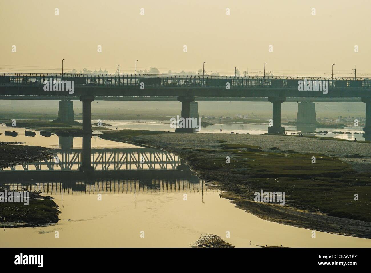 Yamuna River and the evening (India, Agra) Stock Photo