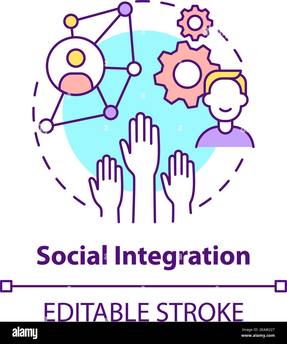 Social integration concept icon Stock Vector