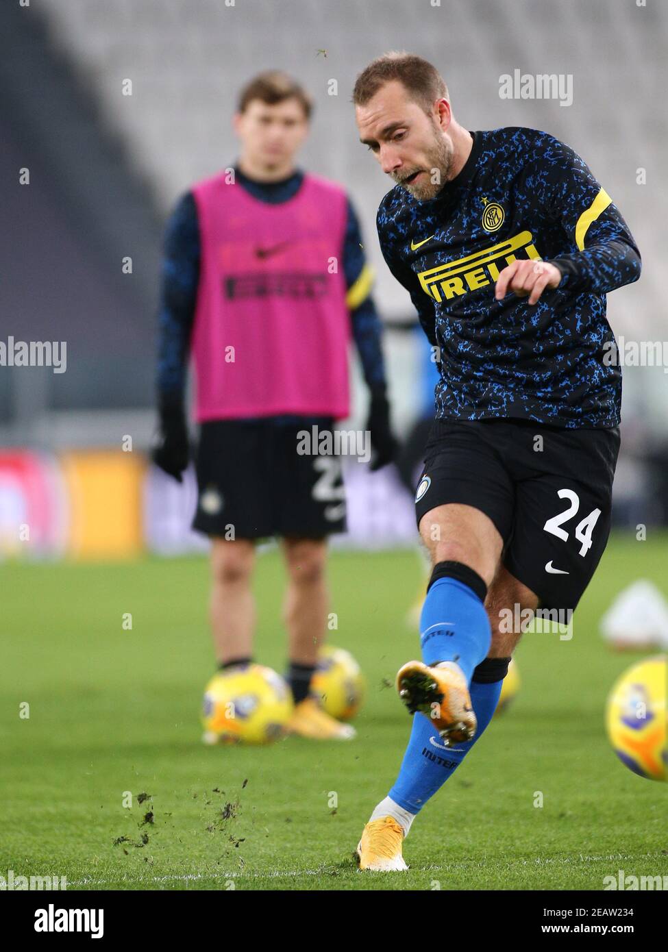 Christian Eriksen (FC Internazionale) during warm-up during Juventus FC vs FC Internazionale, Italian football Coppa I - Photo .LM/Claudio Benedetto Stock Photo