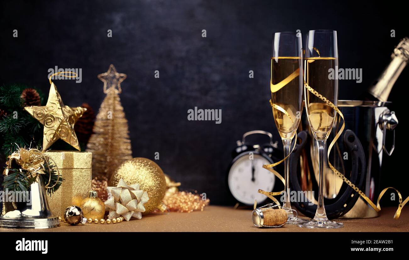 New years eve celebration background with champagne Stock Photo - Alamy