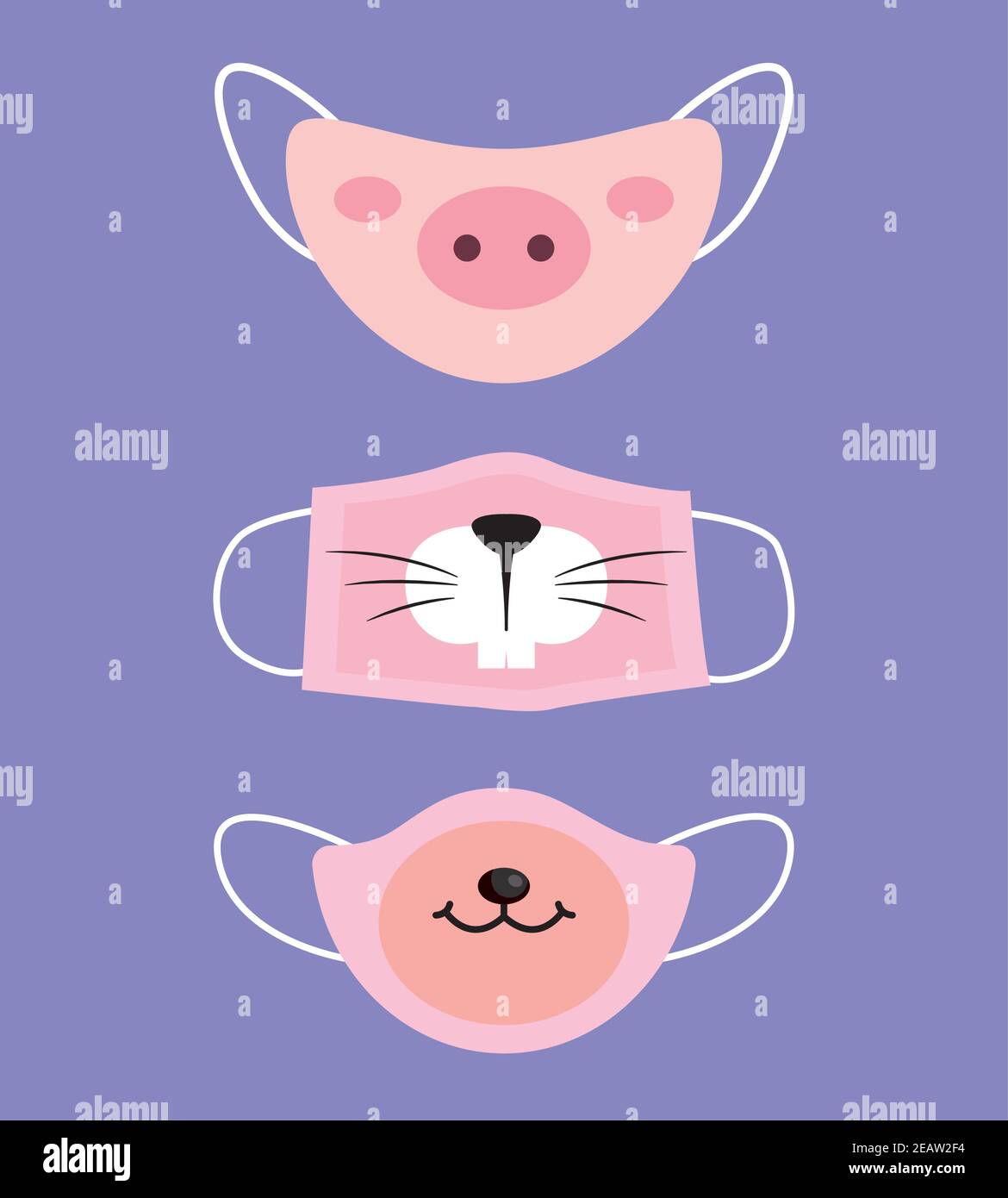 Cartoon Illustration Covid Face Mask Masks High Resolution Stock