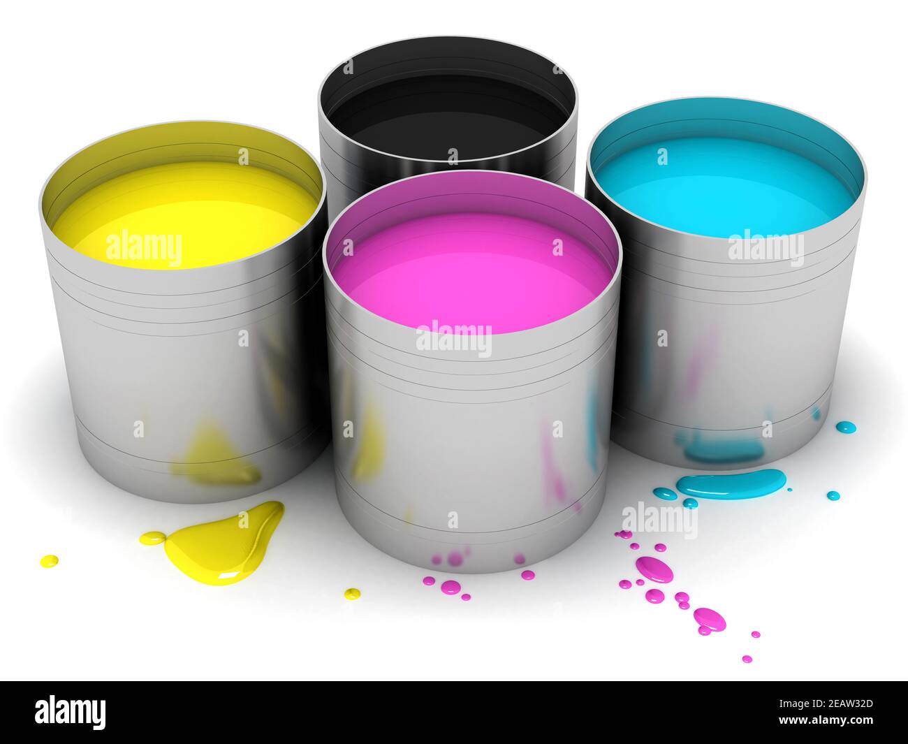 CMYK Cans with color paint Stock Photo Alamy