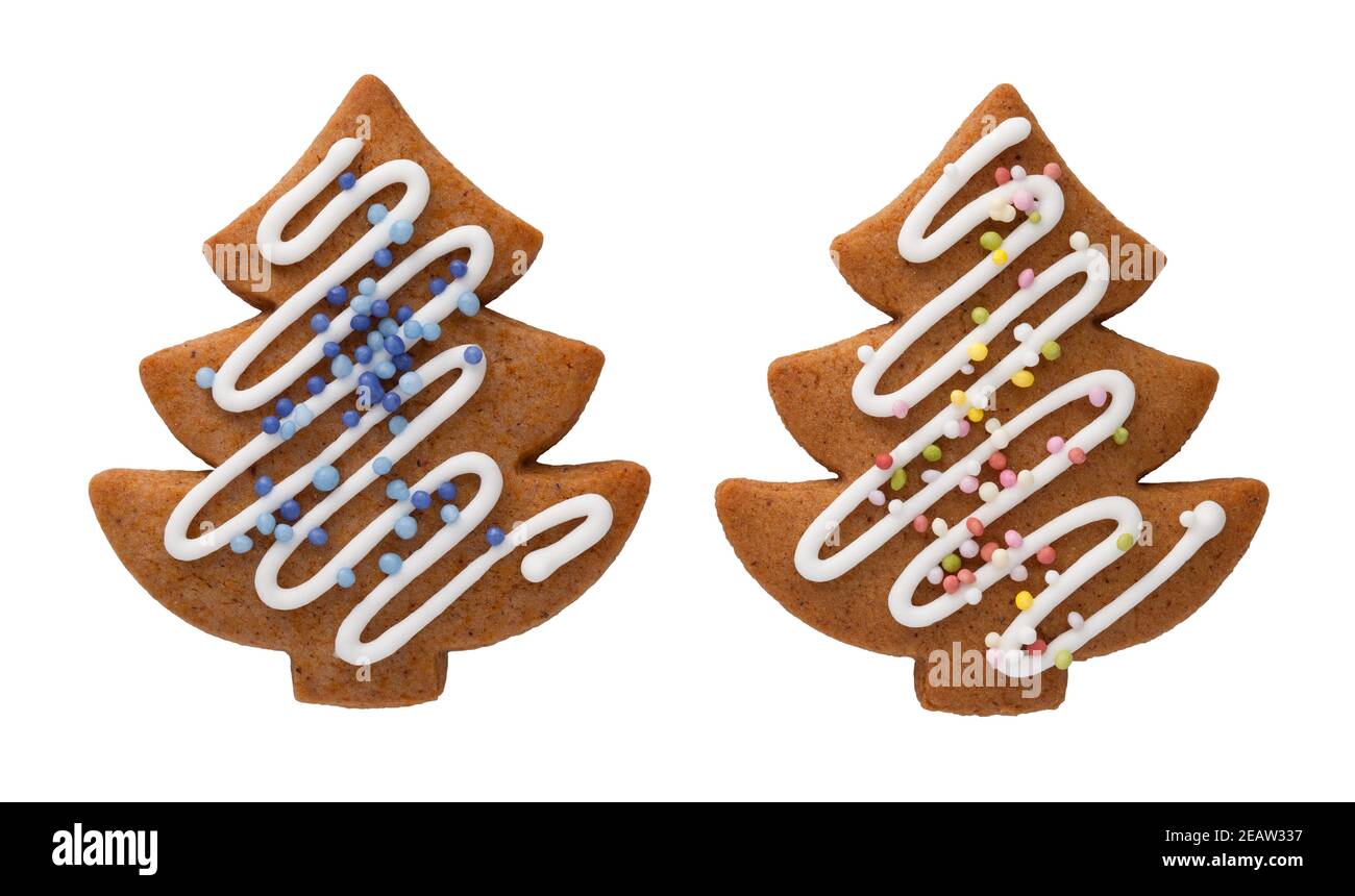 Gingerbread Christmas Tree Isolated On White Background Stock Photo - Alamy