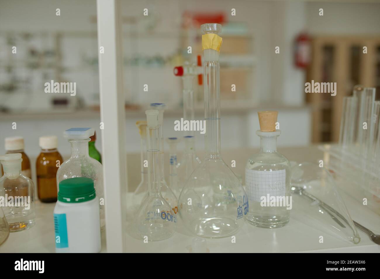 Test tubes in a laboratory on a shelf Stock Photo - Alamy