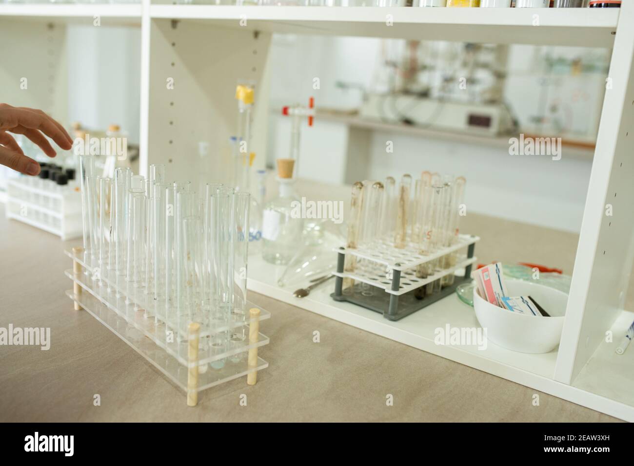 Test tubes in a laboratory on a shelf Stock Photo - Alamy