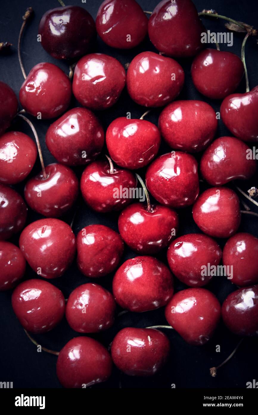 Fresh cherries background Stock Photo Alamy