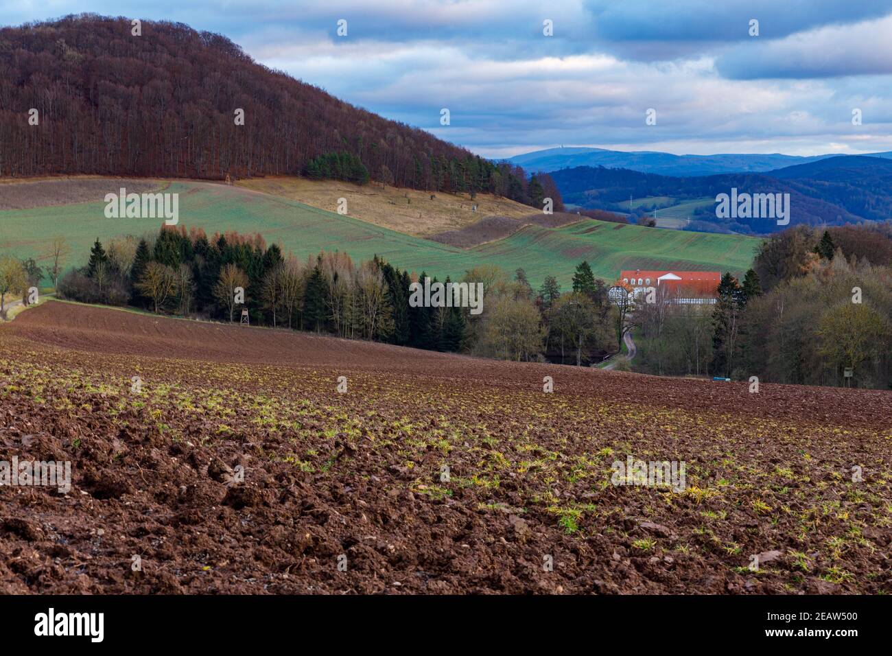 farmland and farm at Herleshausen in Germany Stock Photo Alamy
